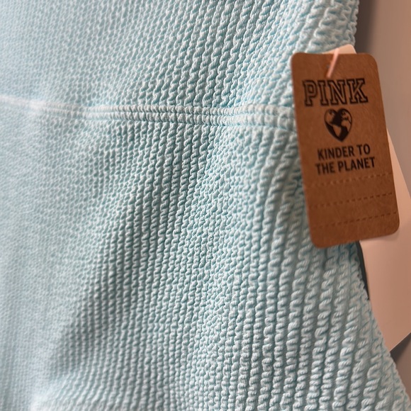 PINK Retro High Waist Ribbed Bikini Bottom Retro size XLarge Pastel Blue NWT - Picture 3 of 6